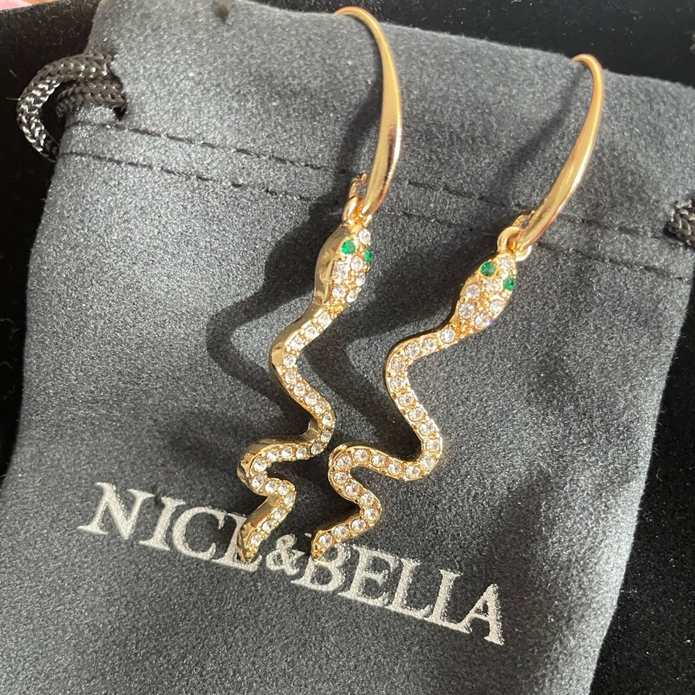 18k gold plated snake earrings